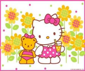 пазл Hello Kitty с напитками в сельской местности с ее плюшевый мишка Tiny Чум