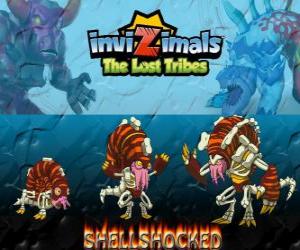 пазл Shellshocked, последняя эволюция. Invizimals Затерянные племена. Эксцентричный магическое существо, который живет в одиночку в пещерах